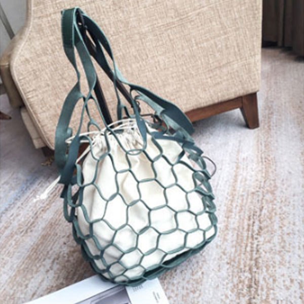 Yesello Personality Hollow Bag Beach Net Drawstring Combination Shoulder Bag Summer Totes Hand Bags Travel Handbags