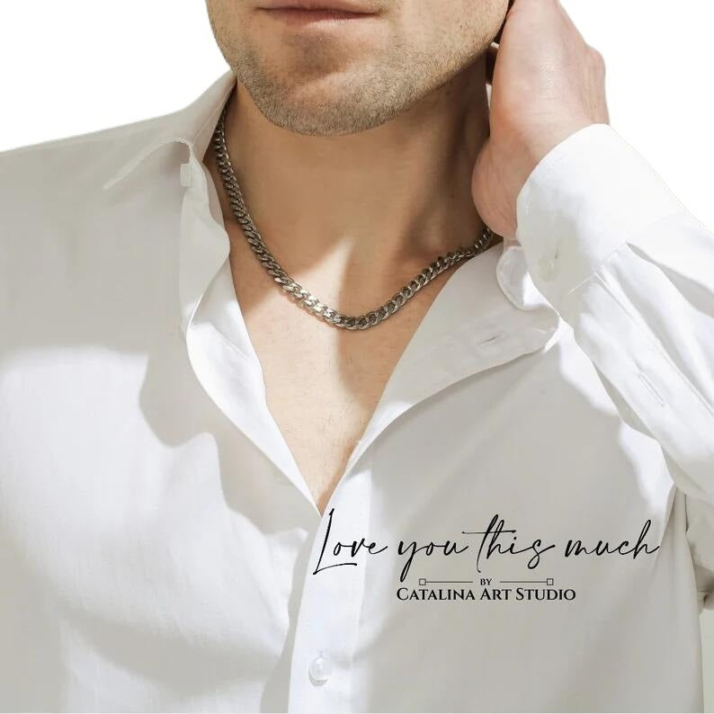 New minimalist 14K gold Cuban chain for men's titanium steel single round dense chain