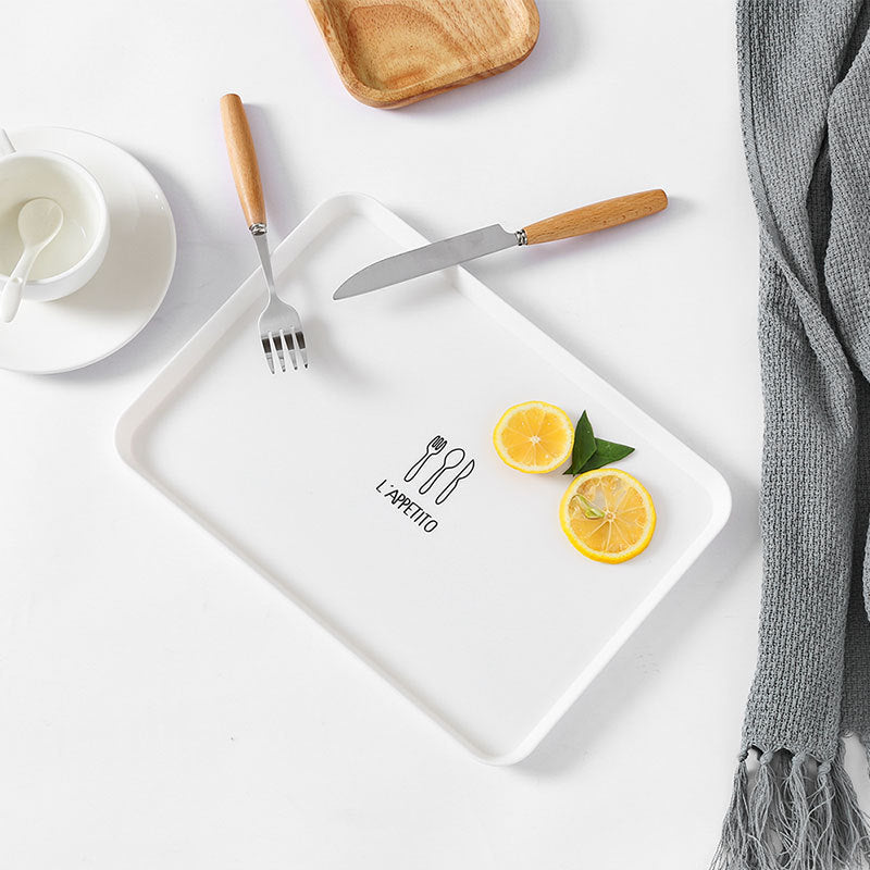 Nordic style rectangular plate household simple breakfast plate plastic tea plate dining plate desse