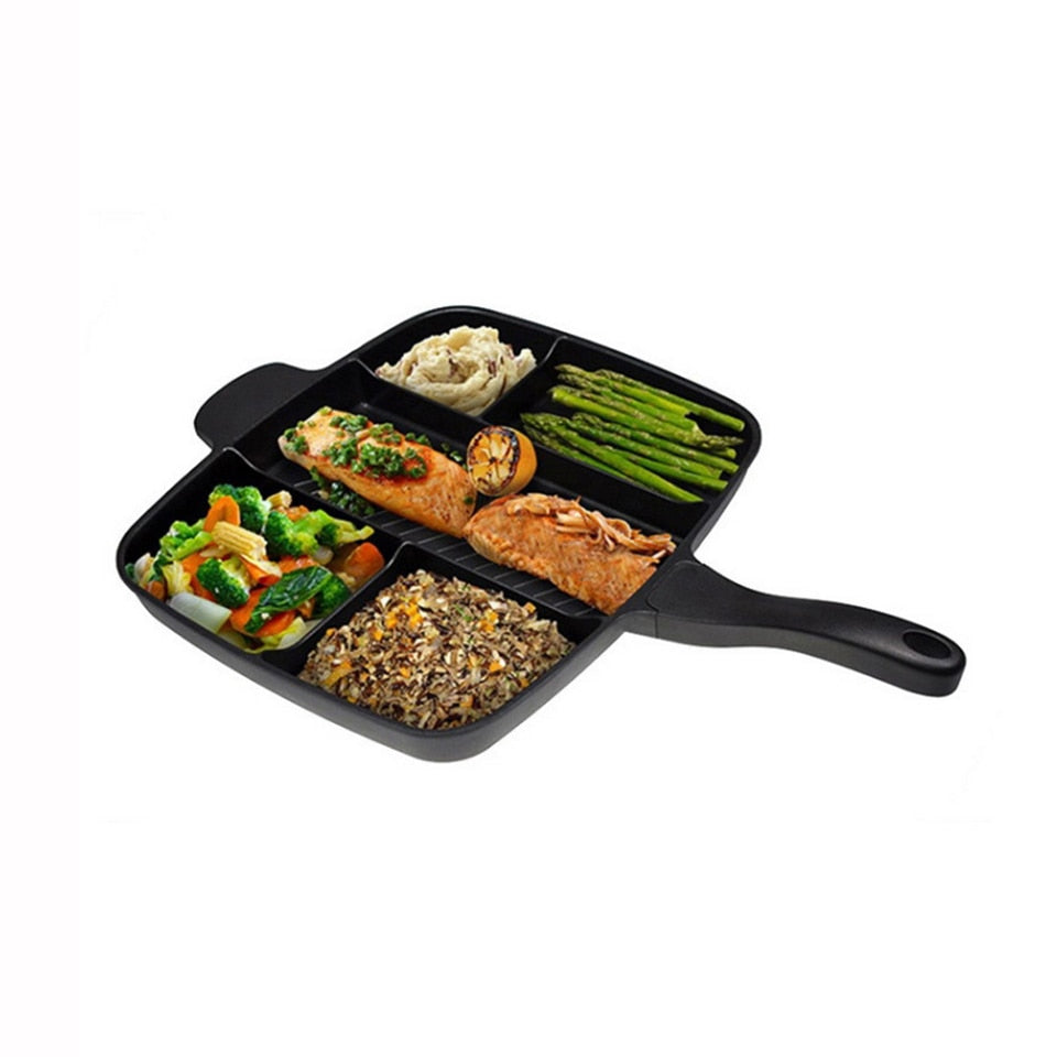Frying Pan 5 in 1 Magic Grill Pan Master Pan Non-Stick Divided Grill Pan Fry Oven Skillet Cookware Kitchen Accessories