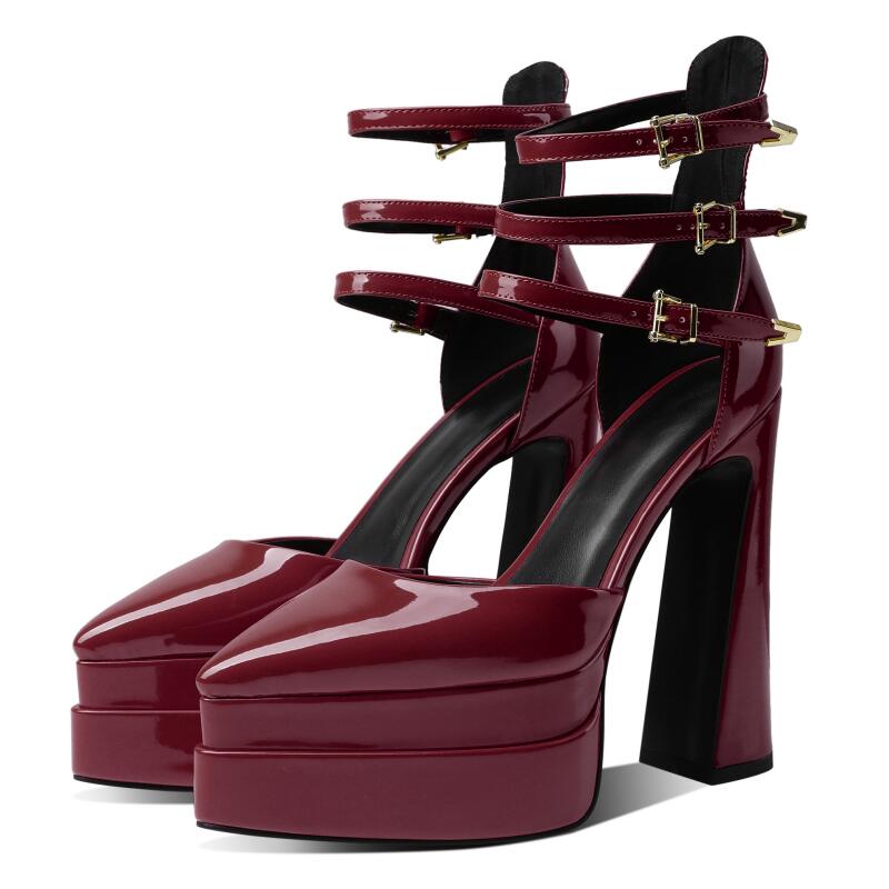 Autumn new pointed double-layer water table ultra-high heel shallow mouth Mary Jane women's shoes
