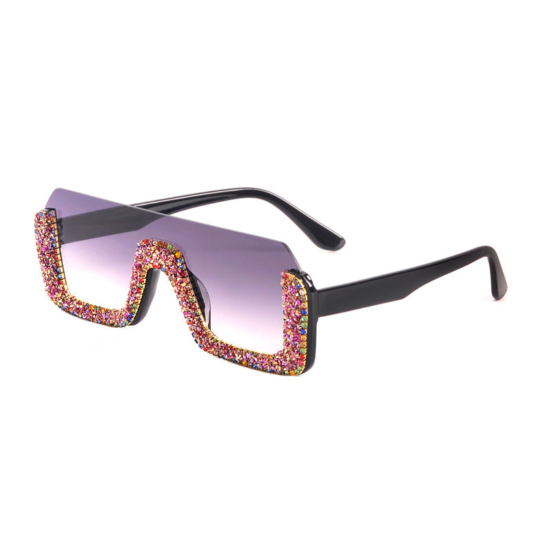 New Personality Trend Sunglasses Powder Style Diamond Square Rimless Glasses Luxury Retro Sunglasses