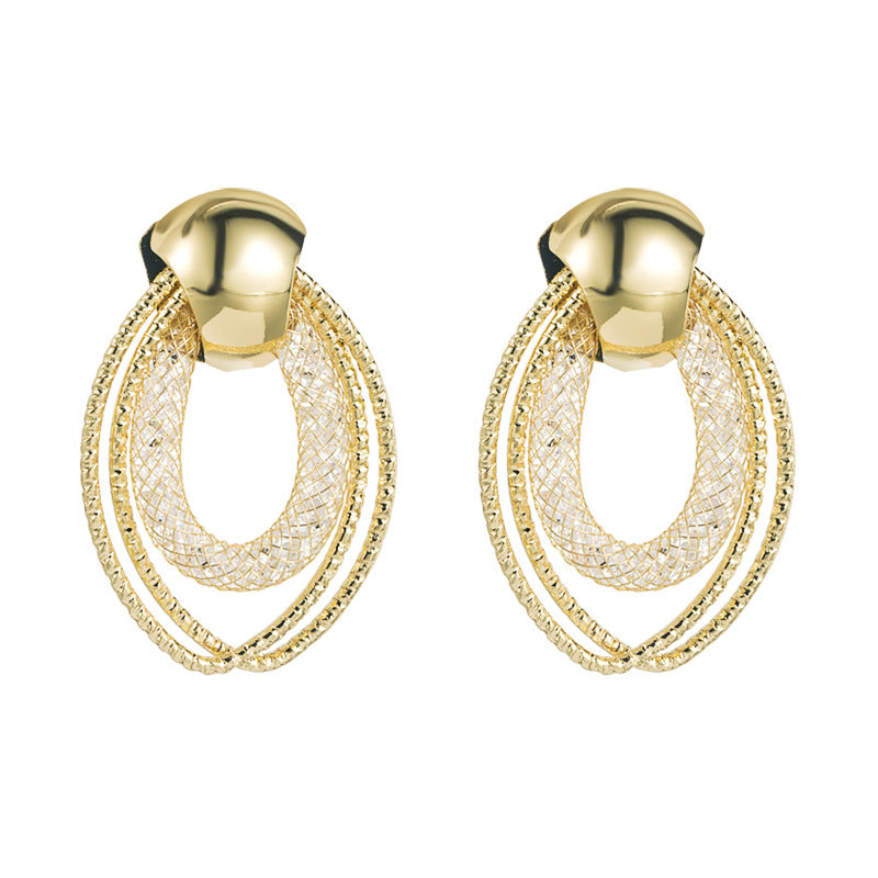 New Creative Hollow Earrings Mesh Set Rhinestone Geometric Earrings For Women