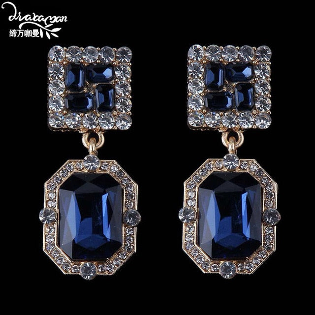 Dvacaman Brand Trendy Big Crystal Statement Earrings Wedding Drop Earrings Women Party Hanging Earrings Jewelry Wholesale