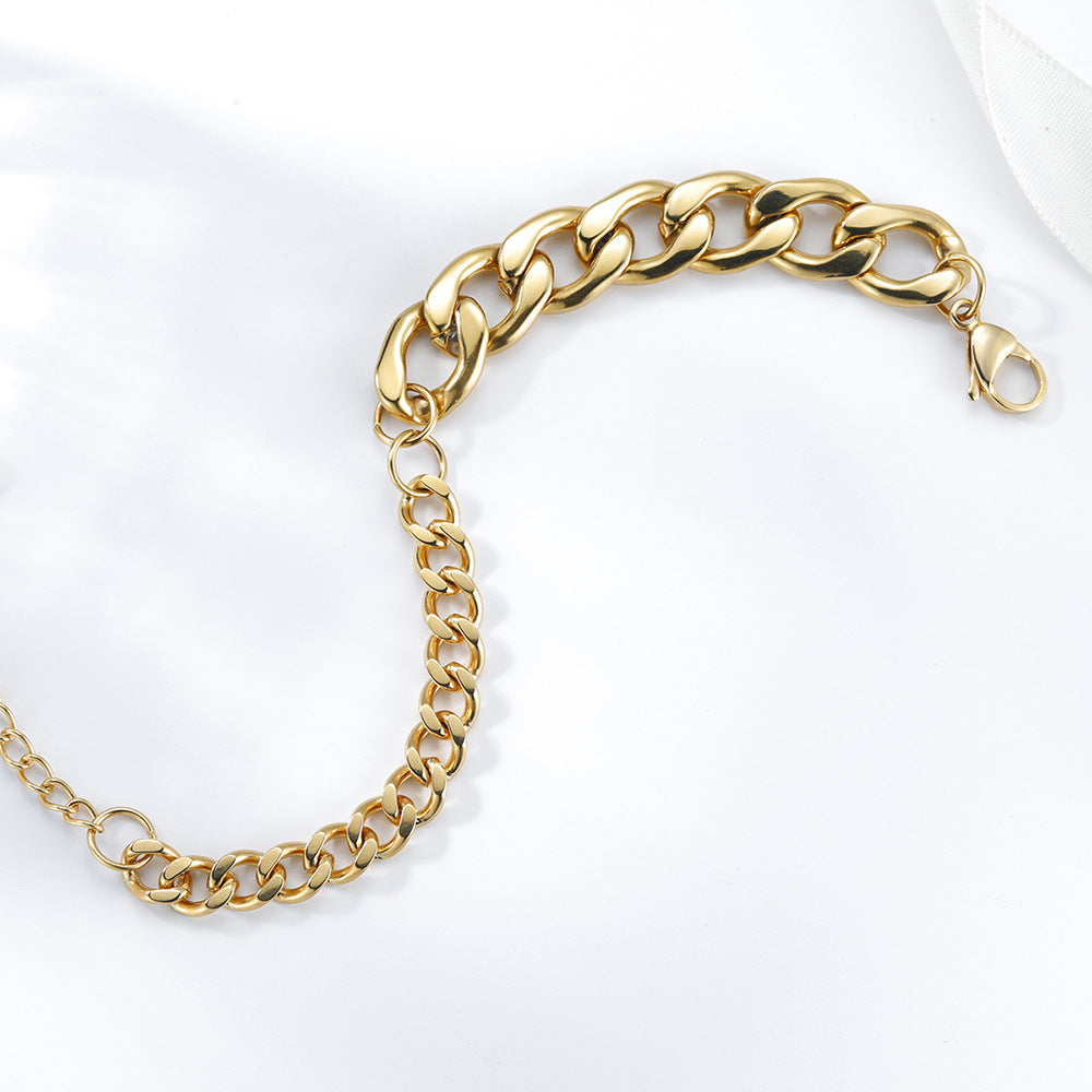 New Men's Titanium Steel Bracelet Exaggerated Thick Chain Grinding Chain K Gold Jewelry