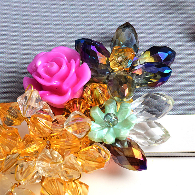 New European And American Style Colorful Flower Earrings Love Crystal Jewelry