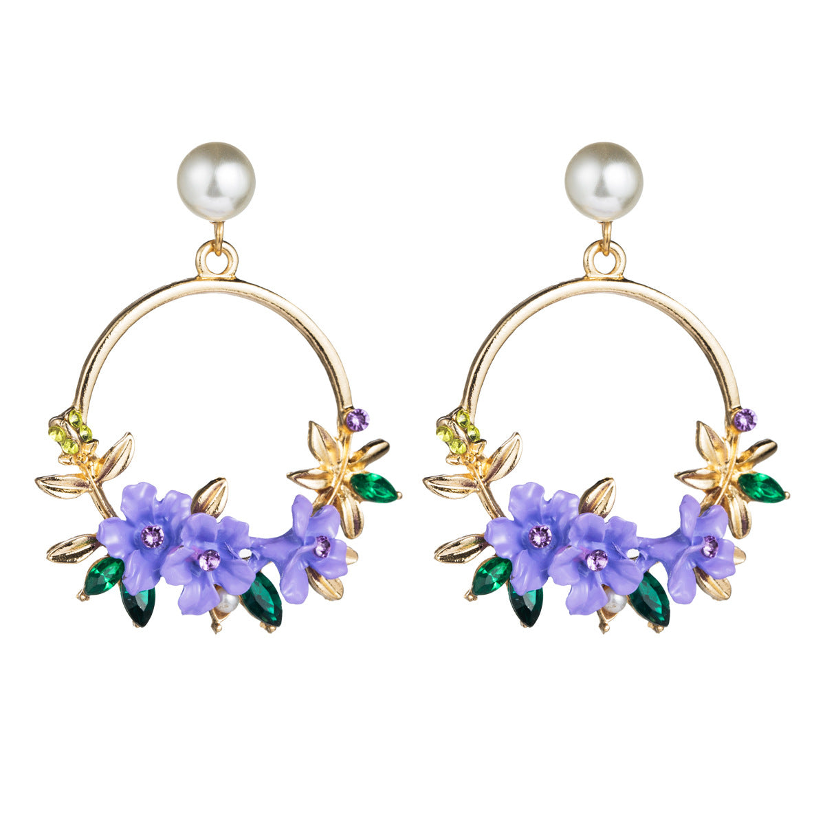 Korean Version Ins Net Red With Flower Earrings Female Sweet Soft Ceramic Pearl Earrings Trend Earrings