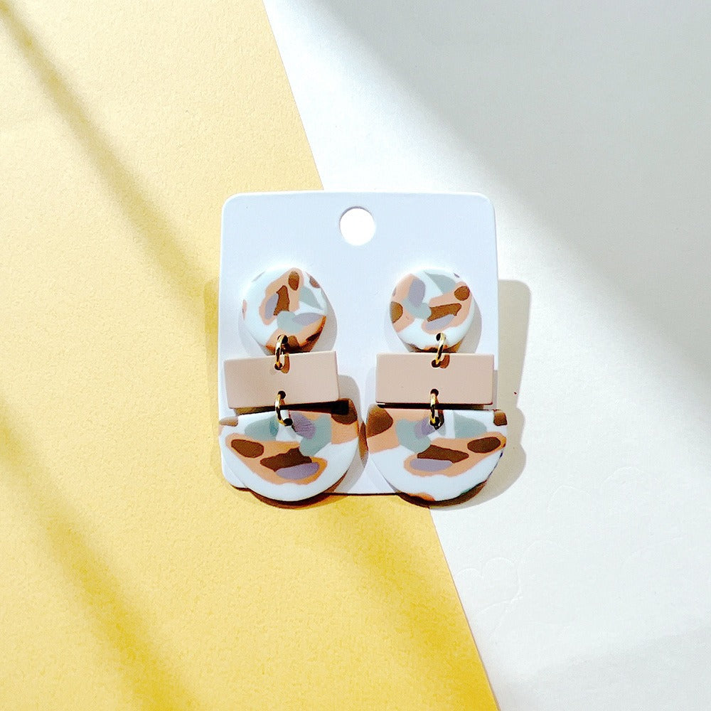 New Earrings, Milk Coffee, Soft and Gentle, Creative Geometric Camo Earrings, Female Earrings, Ins Style Earrings