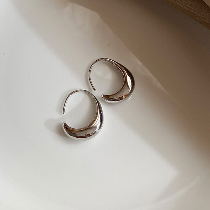 Sterling Silver Stud Earrings for Women French Trendy Gold Plated C Shape Earring Bride Jewelry Prevent Allergy