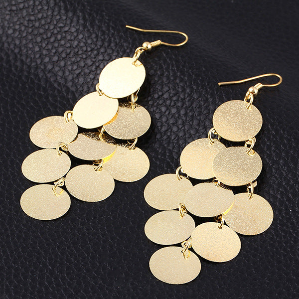 Fashion Punk Nightclub Rock Exaggerated Frosted Disc Tassel Earrings Earrings Earrings Earrings Accessories