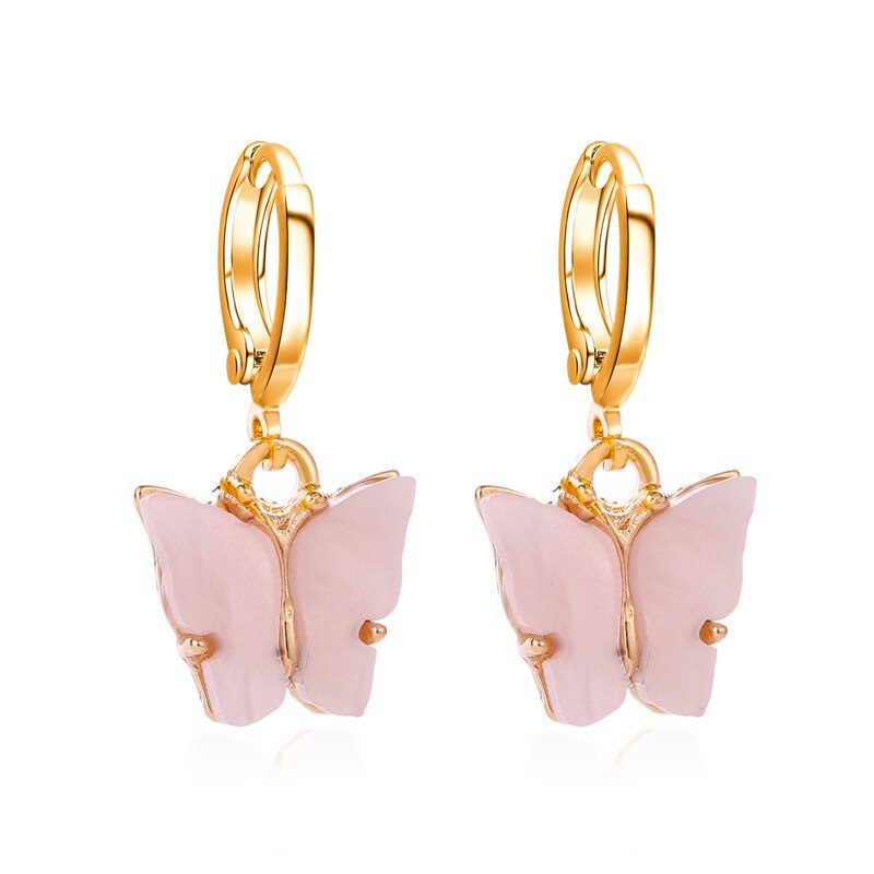 Fashion Cute Butterfly Women's Earrings Stud Color Acrylic Stud Earrings Animal Sweet Colorful Stud Earrings Girls Jewelry