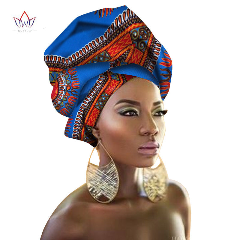 BRW Multi-color Israelite African Print Ankara Head wrap Tie Scarf High Quality Hair Accessories Gele Ipele African Bazin Rich Headwear