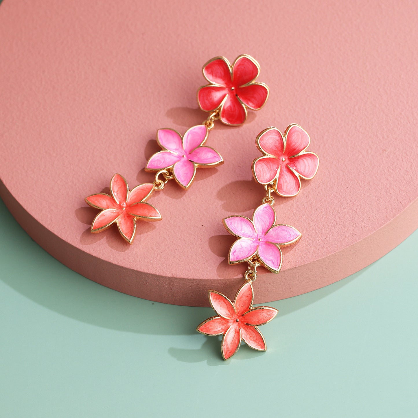 French Retro Lavender Oil Drop Flower Earrings Three Earrings Personality Earrings Ins Style For Women