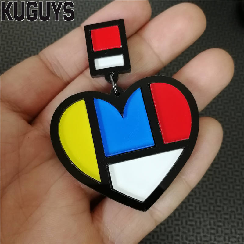 Acrylic Jewelry Custom Brincos Jewelry Geometric Heart Earrings for Women Pendientes Hyperbole Drop Earring Oorbellen