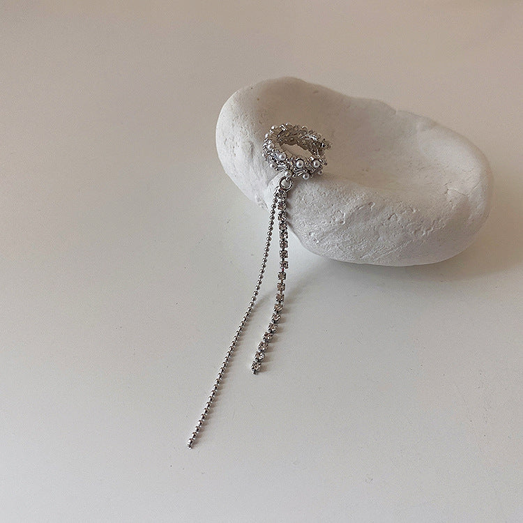 High Quality Pearl Chain Tassel Ear Bone Clip Female Personality Simple And Versatile Temperament No Ear Pierced Earrings