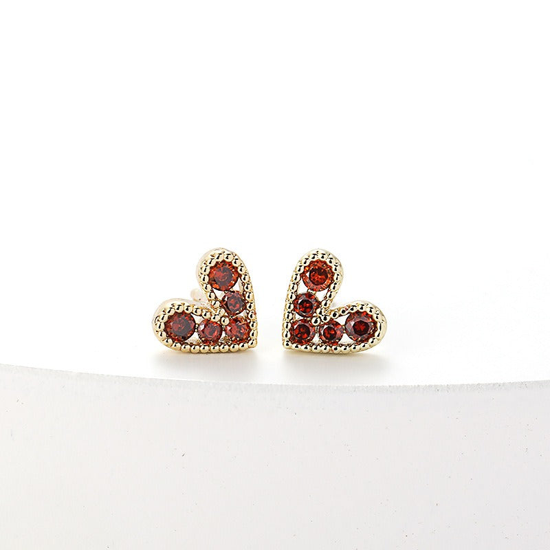 Love Delicate Earrings New Simple Delicate Earrings Womens Small Versatile Mesh Red Earrings S925 Silver Needle