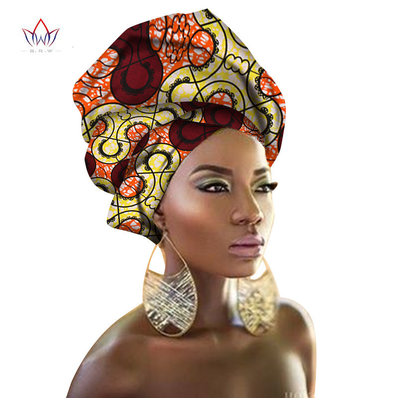 BRW Multi-color Israelite African Print Ankara Head wrap Tie Scarf High Quality Hair Accessories Gele Ipele African Bazin Rich Headwear