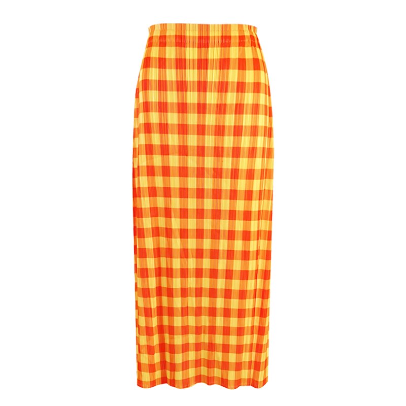 Pleated Orange Plaid Cropped Blazer Sets Winter Women 3 Piece Skirt Suits Elegant Aesthetic Clothes