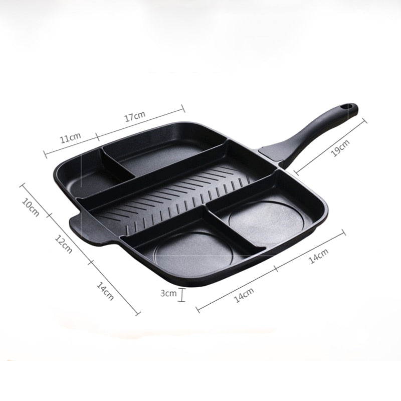 Frying Pan 5 in 1 Magic Grill Pan Master Pan Non-Stick Divided Grill Pan Fry Oven Skillet Cookware Kitchen Accessories