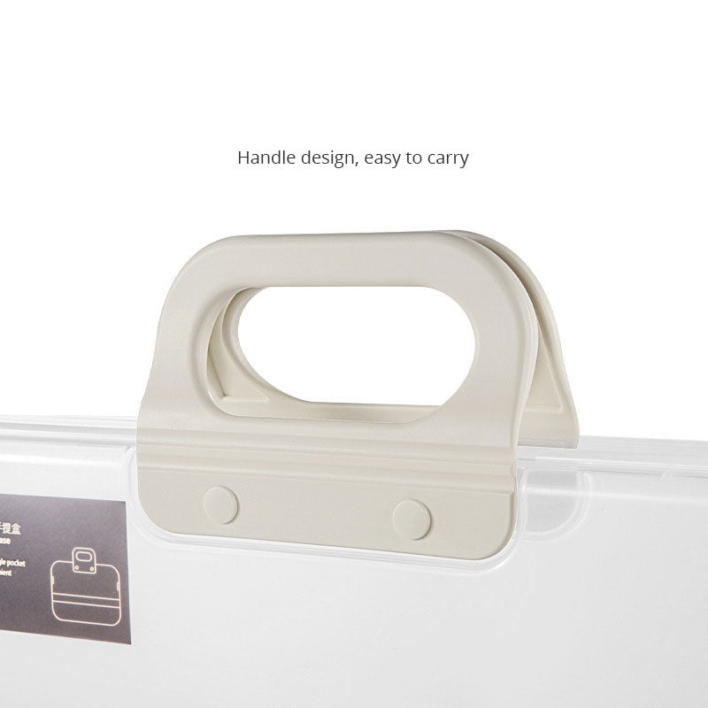Lock Buckle, Portable Box, Transparent Plastic Material, Stationery Storage and Organization, Portable Buckle, Large Capacity