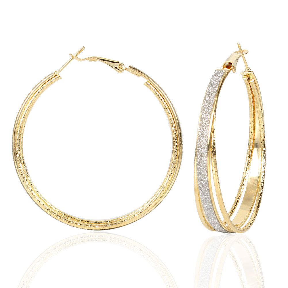 Jewelry Exaggerated Temperament Geometric Metal Frosted Earrings Fashion Earrings Women