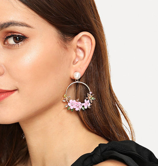Korean Version Ins Net Red With Flower Earrings Female Sweet Soft Ceramic Pearl Earrings Trend Earrings