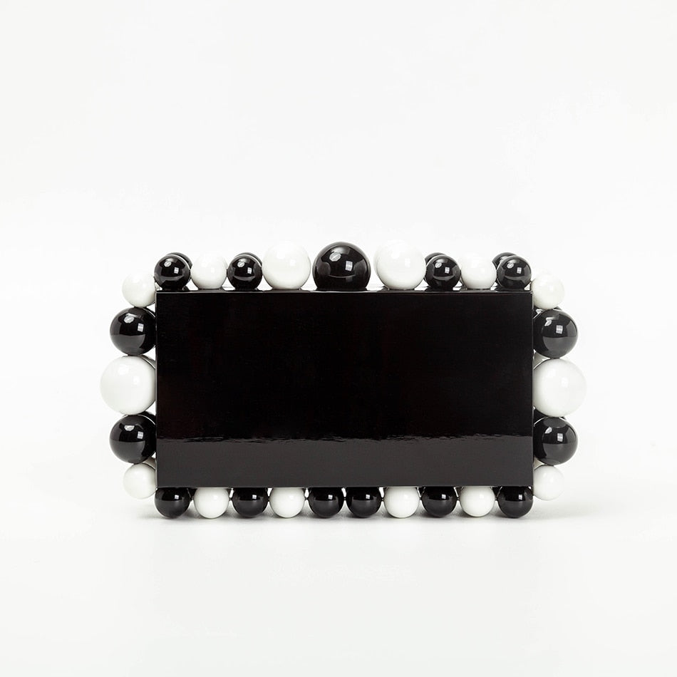 Women Clear Acrylic Box Evening Clutch Bags For Wedding Party Luxury Gold Foil Beads Purses And Handbags Designer High Quality