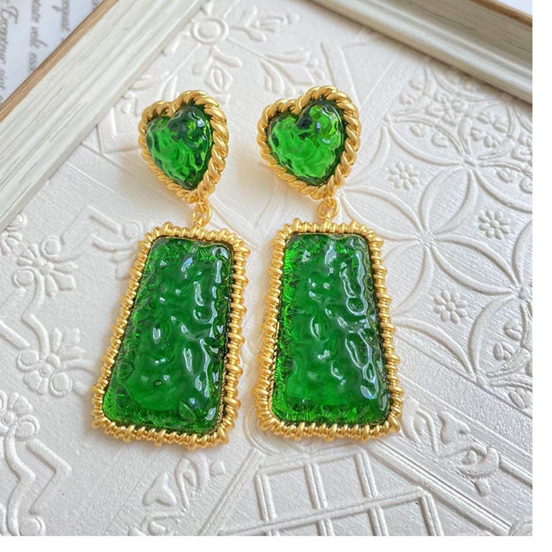 Ear studs macaron love rectangle