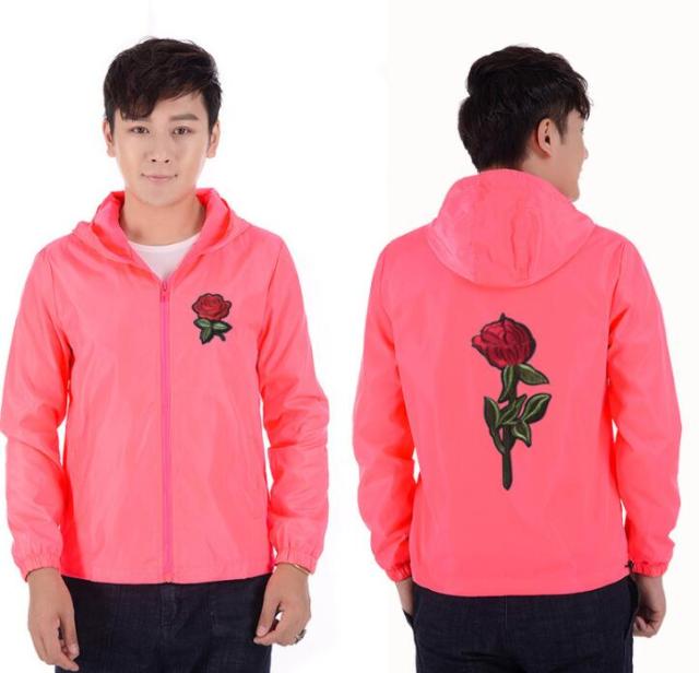 Rose Jacket Windbreaker Men And Women's Jacket New Fashion White And Black Roses Outwear Coat