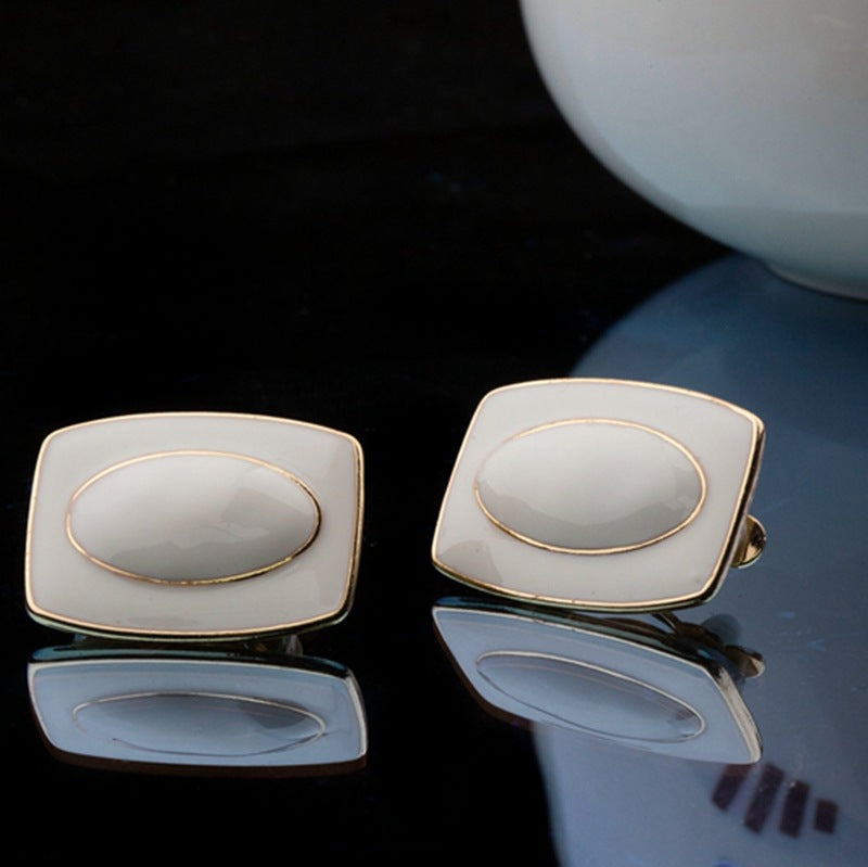 New Oil Dripping White Silver Needle Same Style Ear Clip Without Pierced Earrings Female Fashion Accessories