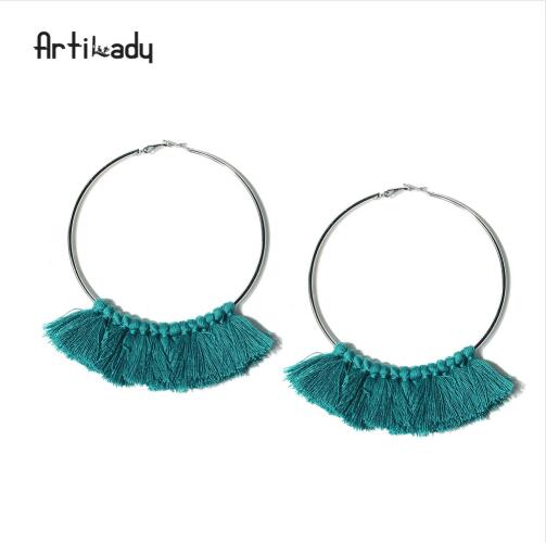 Artilady tassel hoop earrings vintage for  women
