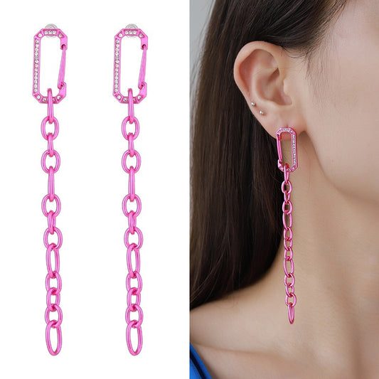 Kenjay Digital Color Thick Chain Fushica Pink Chunky Chain Earrings Necklace Bracelet Set