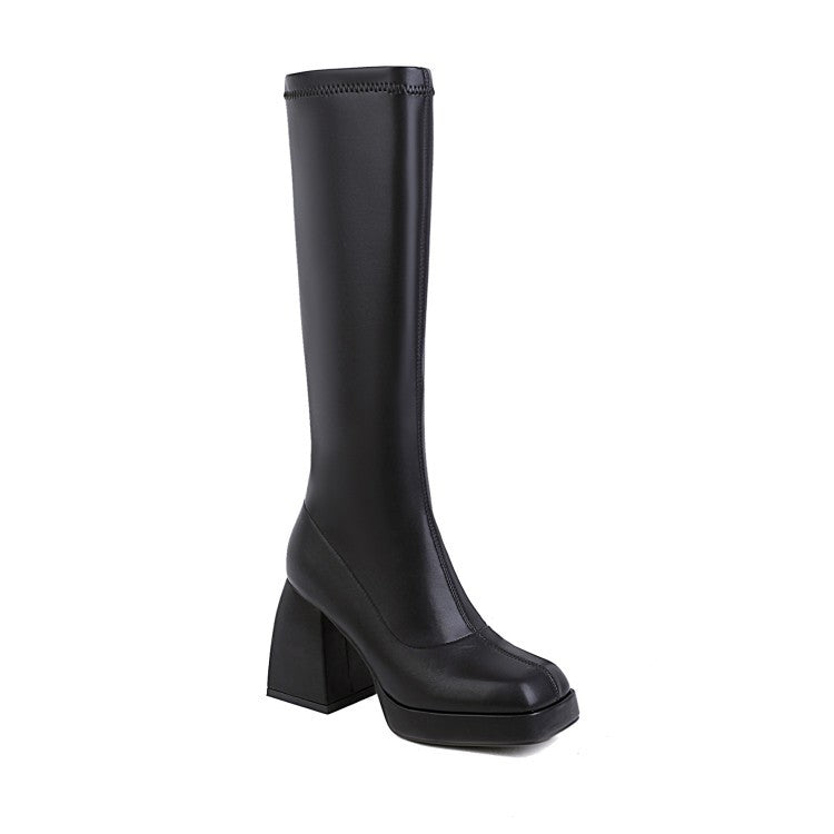 Platform Chunky High Heel Sleeve Ladies Tall Boots
