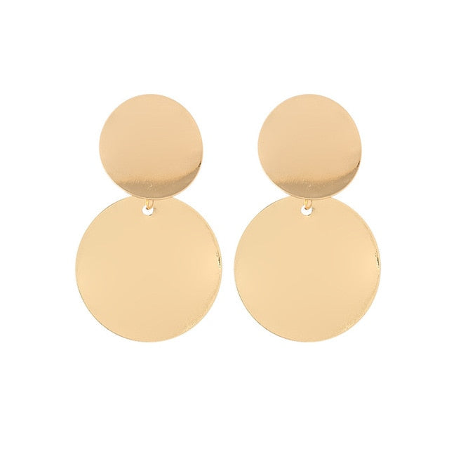 Big Vintage Earrings for Women Gold Silver Black Geometric Statement Earring 2019 Metal Earing Hanging Fashion Jewelry