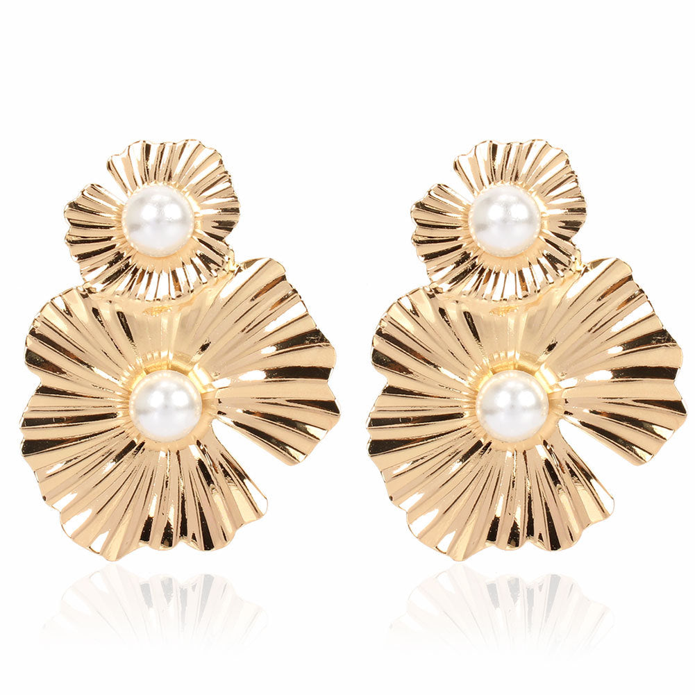 Fashion Metal Flower Earrings Simple Retro Irregular Flower Earrings For Women