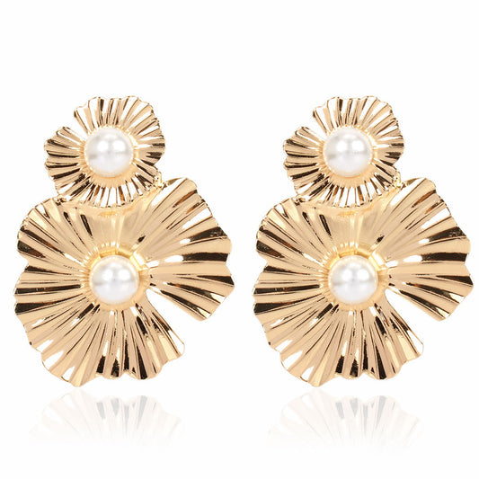 Fashion Metal Flower Earrings Simple Retro Irregular Flower Earrings For Women