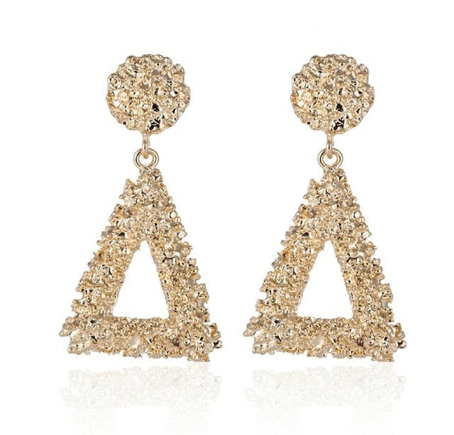 Big Vintage Earrings for Women Gold Silver Black Geometric Statement Earring 2019 Metal Earing Hanging Fashion Jewelry