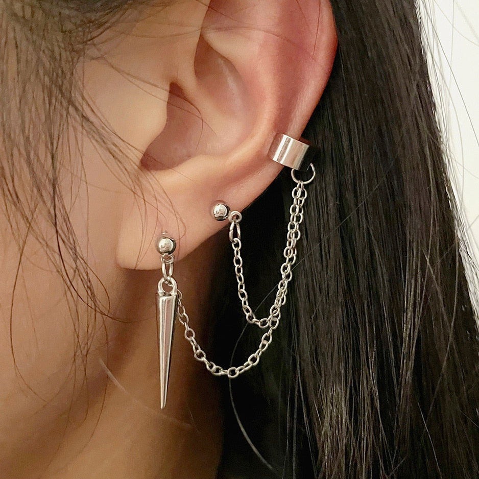 One Piece Korean Long Tassel Earrings Girls No Ear Piercing Full Pearl Big Clip Earrings For Women Gift Jewelry Ear Cuff