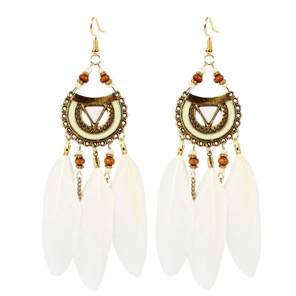 Ethnic Earrings Triangular Feather Earrings Fairy Tassel Earrings Women