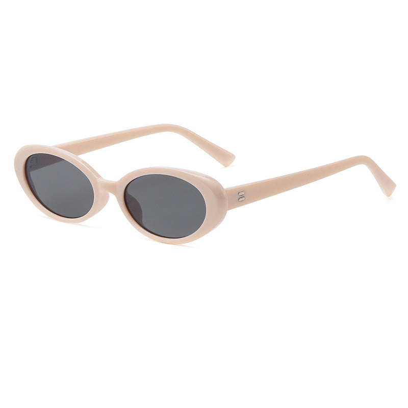 Fashion Oval Small Frame Rice Nail Sunglasses Female Dance Hip-Hop Sunglasses Street Shooting Ins Style Glasses