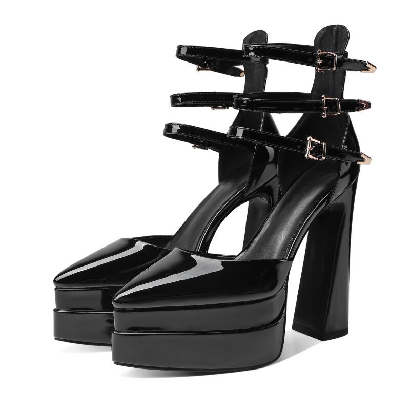 Autumn new pointed double-layer water table ultra-high heel shallow mouth Mary Jane women's shoes