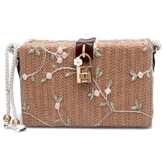 Summer Beach Handbags Women Messenger Bags Square Straw Hand Woven Ladies Crossbody Bag Shoulder Bags