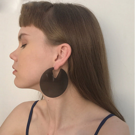 Fashion Acrylic Jewelry Custom Women Acryl Transparent Green Orange Big Stud Earrings Girl's Gift Round Large Earring