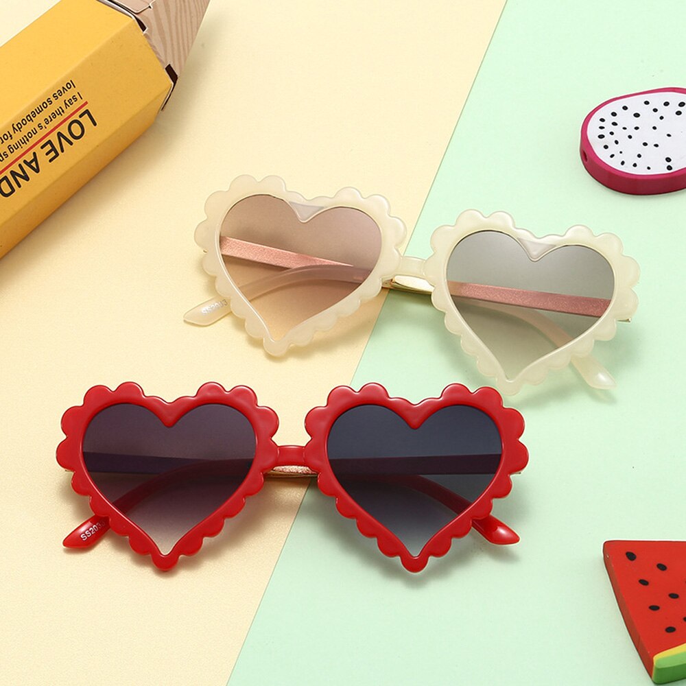 Cute Sweet Children Heart Flower Sunglasses UV400 Protection Kids Fashion Personality Glasses Eyewear Outdoor Travel