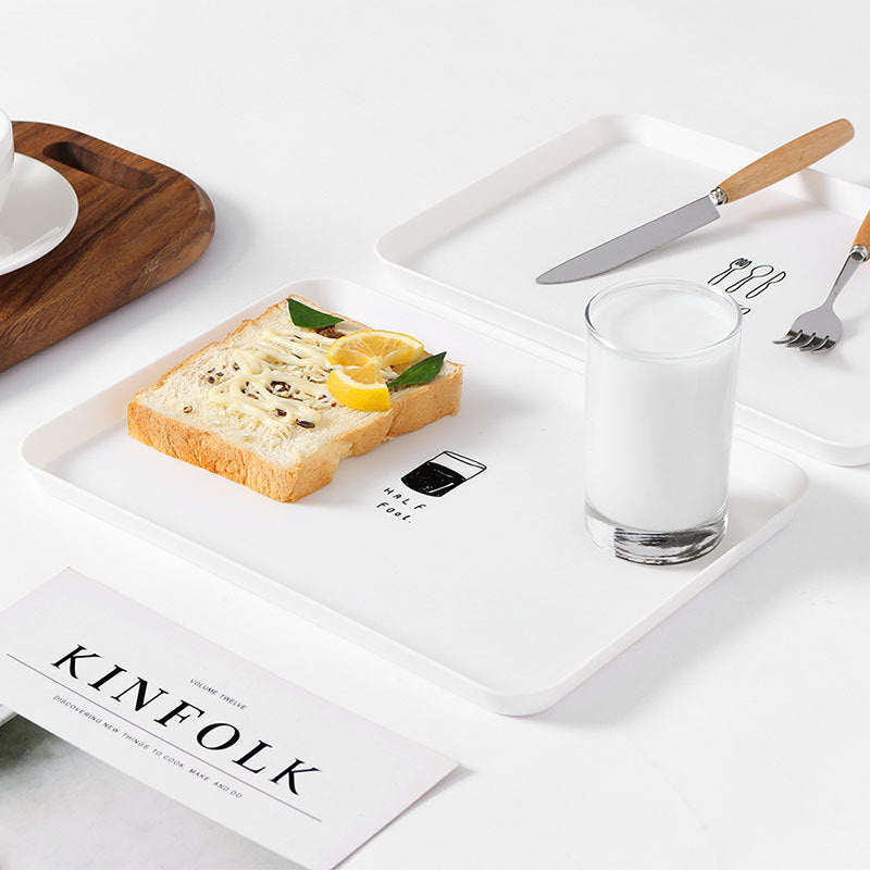 Nordic style rectangular plate household simple breakfast plate plastic tea plate dining plate desse