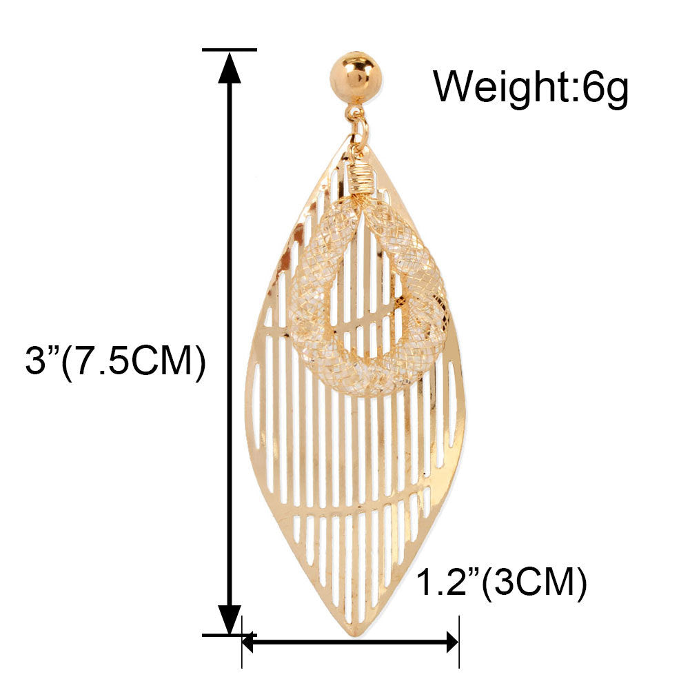 Vintage Leaf Stud Earrings Personality Simple Metal Mesh Earrings Women Earrings