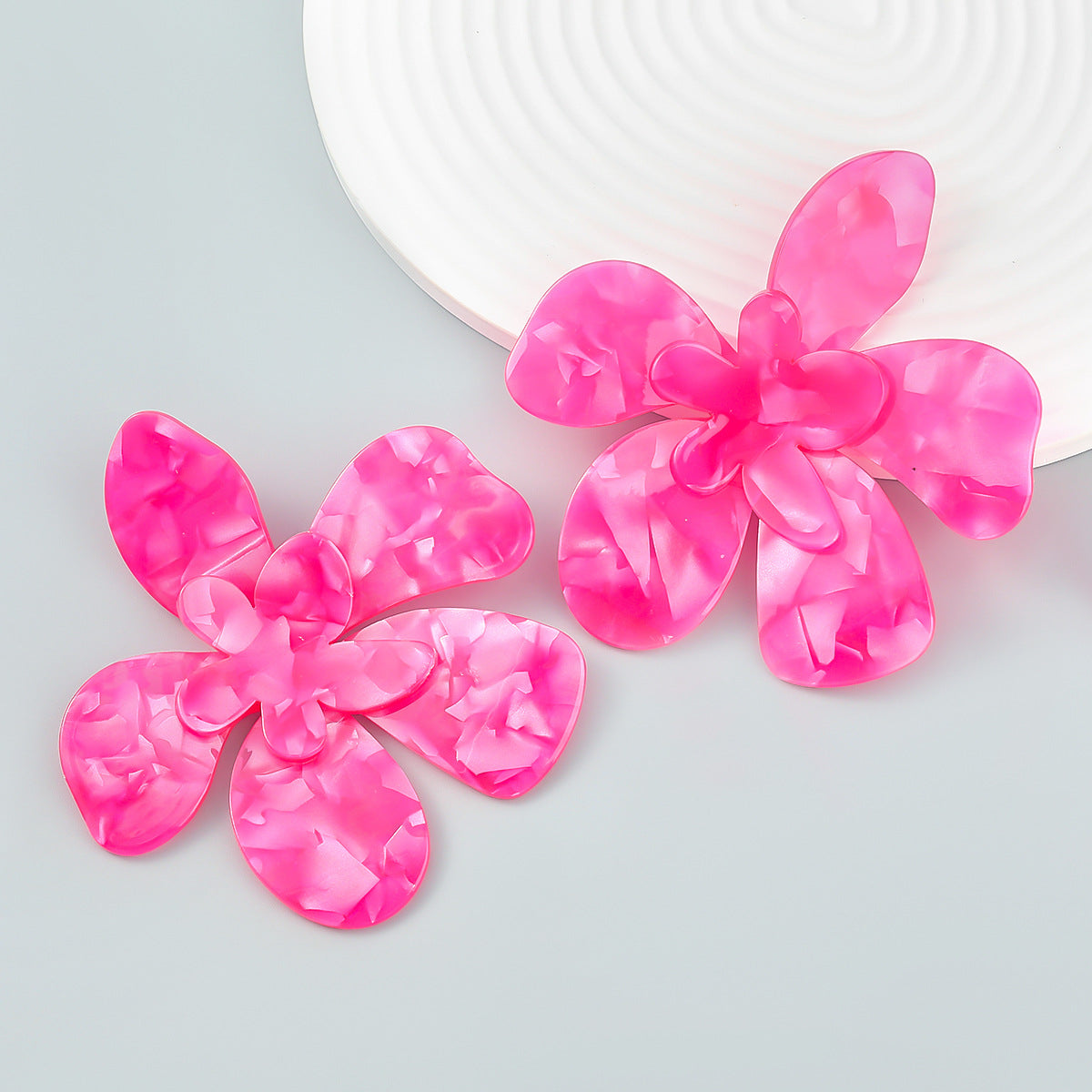 Ins Style Net Red Multi-Layer Acetate Plate Flower Earrings Ladies Elegant Literary Flower Earrings