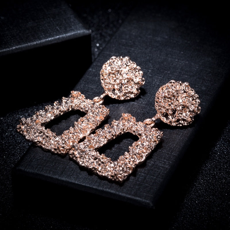 Big Vintage Earrings for Women Gold Silver Black Geometric Statement Earring 2019 Metal Earing Hanging Fashion Jewelry