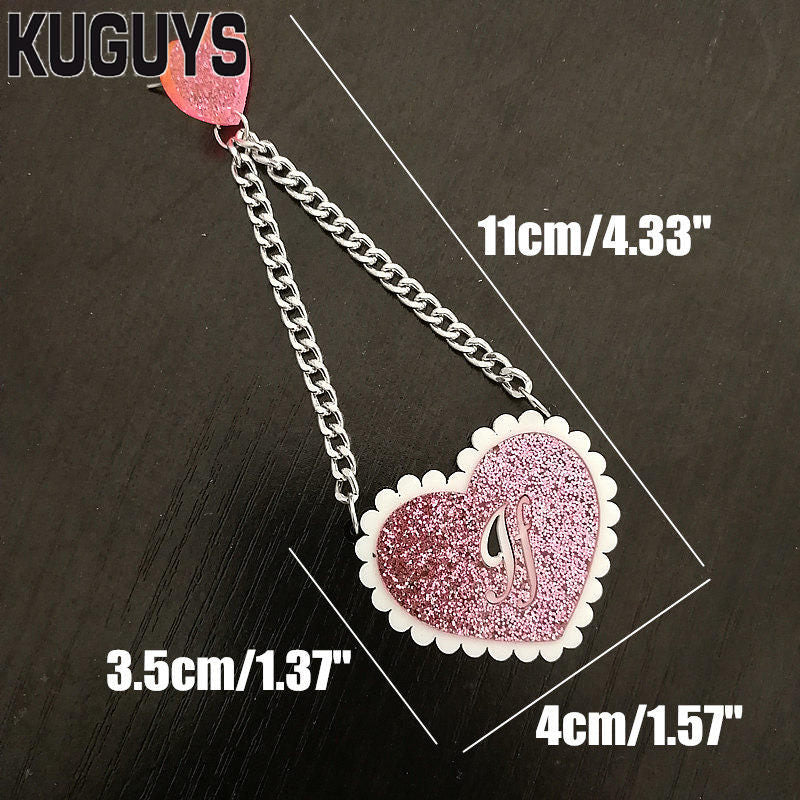 Trendy Jewelry Acrylic Heart Tassel Earrings for Womens Pendientes Pink Glitter Long Drop Earring