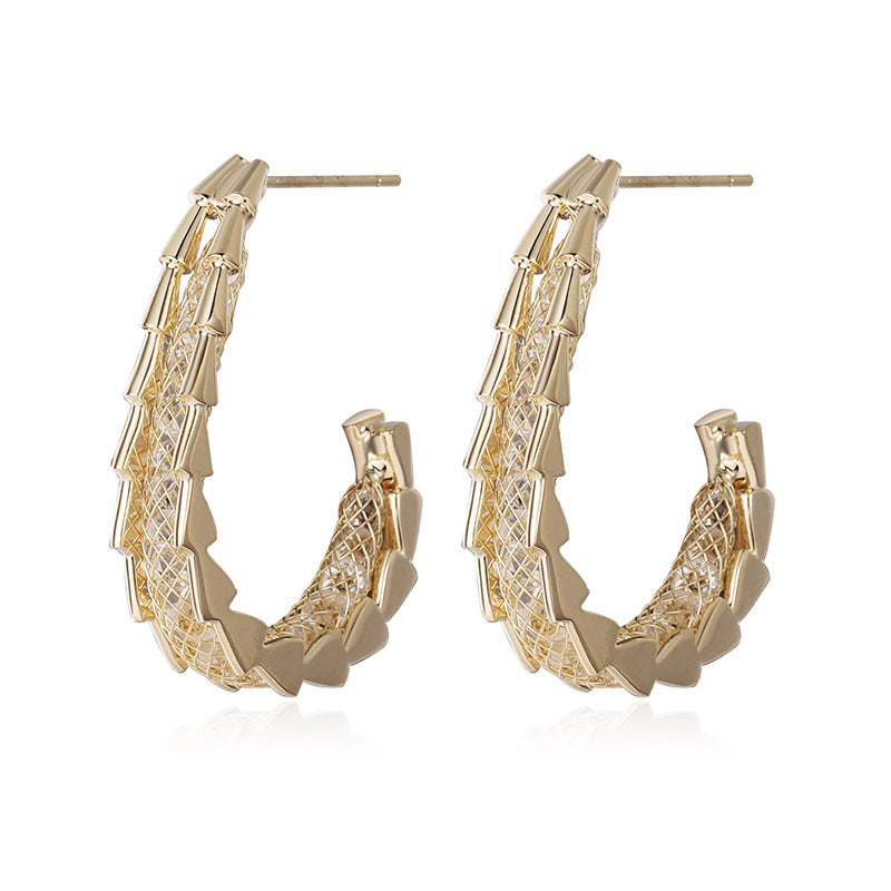 Geometric Individual Packaging Personality Love Gold Women's Temperament Personality Print Earrings